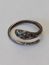 Bague Serpent Argent Massif & Pierre à Identifier Taille Réglable - 3,1 g Bijoux
