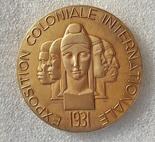 MEDAILLE VERMEIL argent doré EXPOSITION COLONIALE INTERNATIONALE PARIS 1931