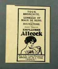 PUB PUBLICITE ANCIENNE ADVERT CLIPPING 280419 / EMPLATRES ALLCOCK CONTRE TOUX
