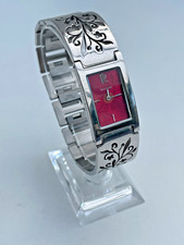 Montre femme Pierre Lannier acier rouge floral non fonctionnelle vintage