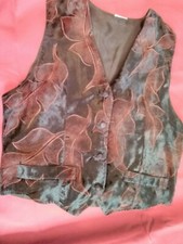 Gilet sans manche - Vintage -  Taille 1 -  tissu genre Velours fin - Noir Rouge