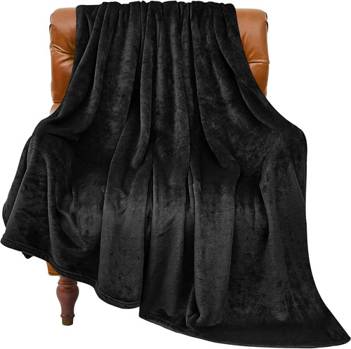 Fleece blanket black throw - blanket,