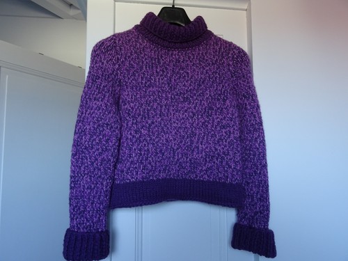 Pull violet chiné - enfant, col