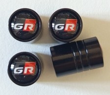 Lot de 4 Bouchons de Valves pour Toyota GR Gazoo Racing Neuf Noir Alu ??