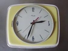 OLD PENDULE CÉRAMIQUE MURALE Kienzle vintage jaune 1950/1960 Made in Germany 