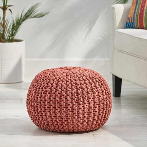Modern cotton pouf coral 20 - modern, pouf,