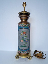 LAMPE A HUILE TRANSFORMEE EN LAMPE DE TABLE, CORPS CHINOIS. EMAUX CLOISONNES