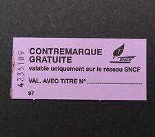 Ancien ticket Paris Métro SNCF contremarque gratuite Metropolitain 33