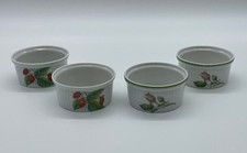 RAMEQUIN PORCELAINE DE PARIS DECOR FRUITS SAUVAGES ET ROSE LOT 4 RAMEQUINS