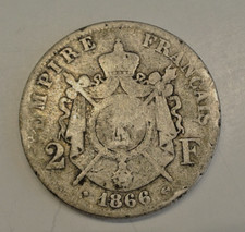NAPOLEON III RARE 2 FRANCS ARGENT 1866 BB    petit prix !