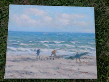 Tableau Ancien  Marine Huile sur Toile Signée 