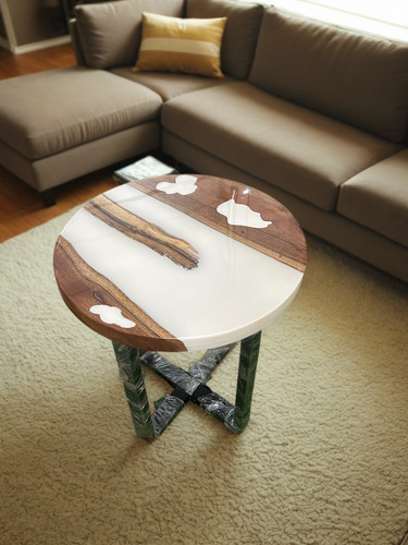 White epoxy coffee table - white,