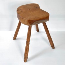 SUPERBE TABOURET VINTAGE BRUTALISTE 1950 EN CHENE 4 PIEDS 50S ANNEES 50