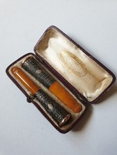 Anciens Fume Cigarettes Ambre Argent Et Or