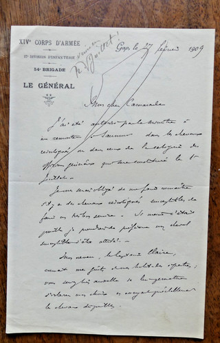 Gap 1909 lettre - , autographe