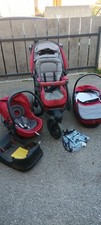 poussette Chicco activé 3, plus coque , nacelle couleur rouge 