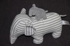 Doudou JACADI ELEPHANT MUSICAL BLANC RAYE GRIS