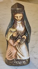 Statue SAINTE ANNE avec JESUS - en pierre - polychrome - religion - 28 cm