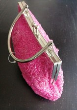 Pochette soirée neuve perlée couleur rose style vintage fermoir porte-monnaie