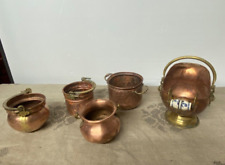 Lot de 5 cache pot en cuivre et laiton marteler à la main différent modèle