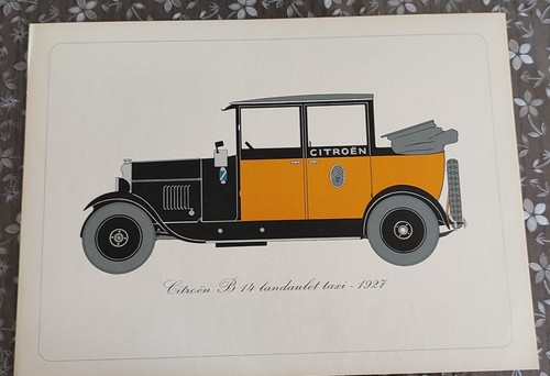 Lithographie citroen b14 taxi - citroen,