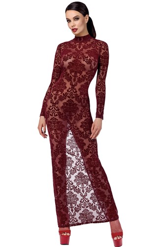 Robe fendue tulle floqué - fendue, en