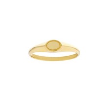 Bague Plaque Ovale Mini Engravable En Or Jaune 14K Solide
