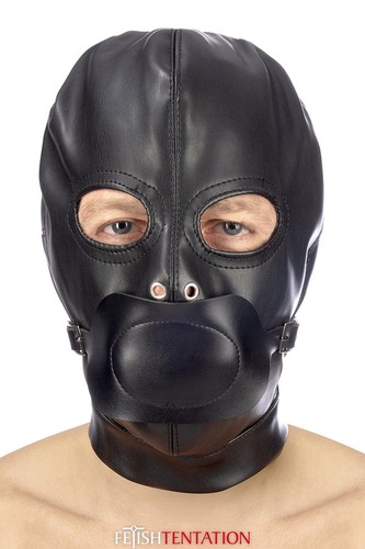 Cagoule bdsm simili cuir avec - cagoule,