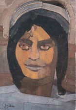 Carte postale postcard 10x15cm TUNISIE TUNISIA tableau Bédouine M SEHILI