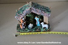 Ancienne Mini crèche de la nativité, long 12 cm, Joseph, Marie, Jésus, Mouton