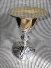 ANCIEN CALICE +PATENE/COUPE ARGENT VERMEIL MINERVE/PIED METAL/XIXè/GOTHIQUE/23cm