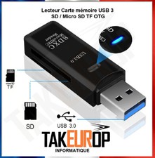 Mini lecteur multi carte mémoire USB 3.0 ou USB 2.0 SD / Micro SD TF OTG - neuf 