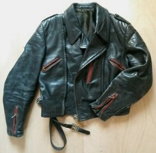 blouson noir cuir perfecto ancien vintage années 70 taille S