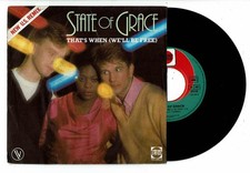 STATE OF GRACE Disque Vinyle 45T 7" SP THAT'S WHEN we'll be free PRT 101749 = NM
