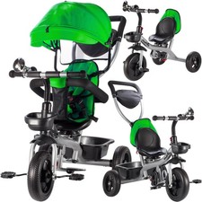 MalPlay Tricycle enfant multifonctionnel pivotant 360 degrés bleu Toit Réglable
