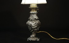 Lampe Métal Argenté, style Baroque / Silver metal lamp