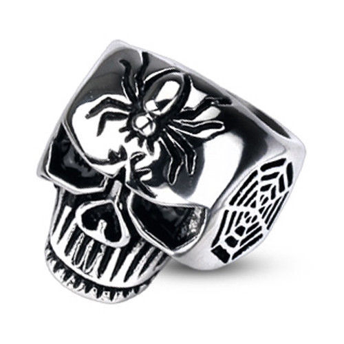 Bague homme acier massif crane - homme,