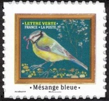 1 TIMBRE AUTOCOLLANT MÉSANGE - ADHÉSIFS 2025. ISSU DE FEUILLE DE 30 EXEMPLAIRES