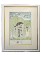 Lithographie Raymond Peynet Love Weeping Willow signée 1985 Stamp Ltd
