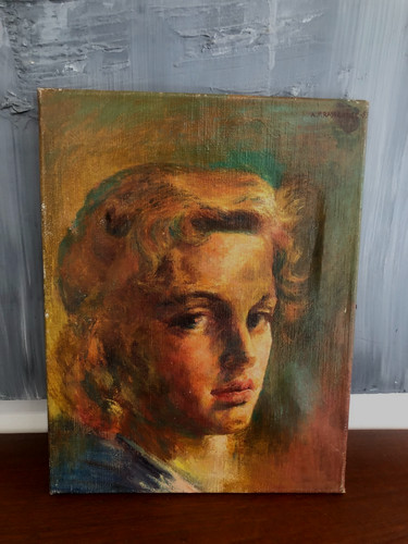 Huile sur toile portrait - ", de