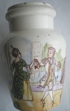 Pot à moutarde ou à confiture 1900, peint polychrome, signé KG Lunéville: Le BAL
