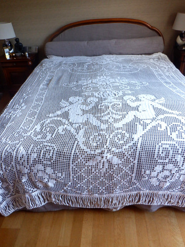 Ancien rideau filet motif - ancien,