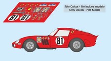 Autocollants Ferrari 250 GTO Rally Girona 1968 1:32 1:43 24 18 64 87 fentes c...