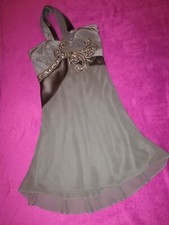 Karen Millen, belle robe de soirée/fête en soie, taille 8, kaki, d'occasion