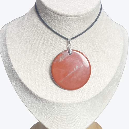 Pendentif jaspe rouge cercle - jaspe,