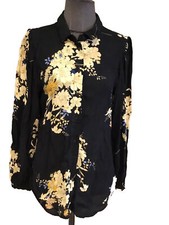 Superbe Chemisier Noir Fleurs Zapa 36 Tbe Authentique 