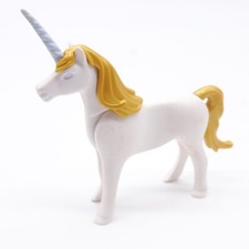 40837 Playmobil Licorne Adulte Blanche et Dorée Corne Bleue traces de Feutre