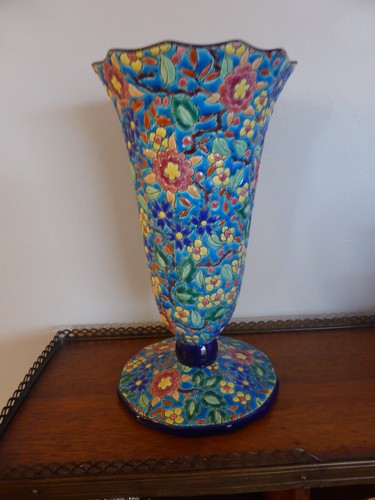 Vase cornet emaux longwy - vase,