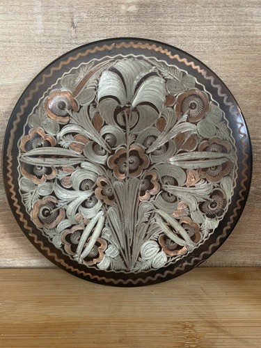 Assiette cuivre gravée à - assiette,