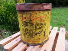 ANCIENNE BOÎTE MÉTALLIQUE "L'ANTI CAMBOUIS" - XIXème -VOITURE BIDON HUILE GARAGE